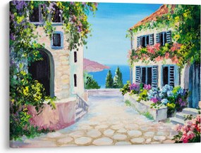 Kép - görög utca, olajfestmény (70x50 cm)