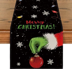 Karácsonyi asztalterítő textil grinch dekoráció 40 x 180 cm