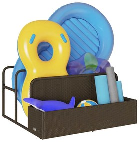barna polyrattan medence melletti úszótároló 110x100x57 cm