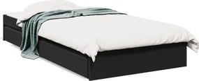 vidaXL fekete szerelt fa ágykeret fiókokkal 100 x 200 cm