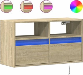 vidaXL sonoma tölgy színű fali TV-szekrény LED-ekkel 80x31x45 cm