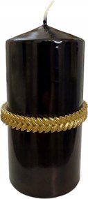 Gyertya Henger Fekete Koszorú Dekor 6,5 X 12 cm Klub Gyertya