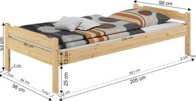Ágy, natúr, 90x200, LIVIO