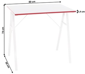 Számítógépasztal, fehér/piros, RALDO