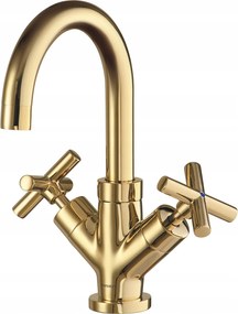 Mosdó Csaptelep Arany Színű Tekerőgombokkal, Dugóval
