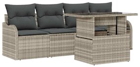 vidaXL Kerti Kanapé Szett párnával 5 pcs Világosszürke Poly Rattan