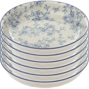 6 db mély tányér szett Finom virágok 20 cm, kék