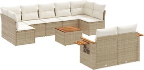 vidaXL 10 részes bézs polyrattan kerti ülőgarnitúra párnával