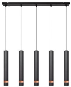 LED Csillár zsinóron TUBA 5xGU10/6,5W/230V fekete/réz