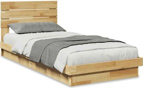 vidaXL ágykeret fejtámlával matrac nélkül 80x200 cm tömör fa tölgyfa