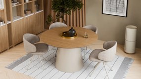 MAZZONI EXPORT NELA Bézs Latte (Monza 60 szövet)/bézs lábak - MODERN BOUCLÉ KÁRPITOZOTT FORGÓSZÉK BOHO STÍLUSÚ NAPPALIBA/ÉTKEZŐBE/IRODÁBA