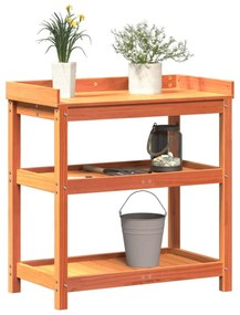 barna tömör fenyőfa ültetőasztal polccal 82,5 x 45 x 86,5 cm