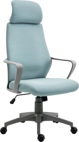 Vinsetto Irodai Szék - Állítható Háttámlás, Karfás, Fejpárnás, Kerekes és Hintázó Funkcióval - Teherbírás: 120 kg, 64x55x116-126 cm, Kék | Aosom