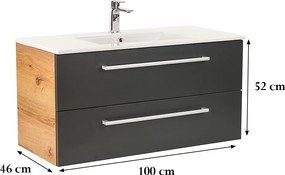 Vario Clam 100 alsó szekrény mosdóval tölgy-antracit