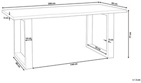 Rusztikus Fa Étkezőasztal Fekete Fém Lábazattal 200 x 95 cm HEBY Beliani