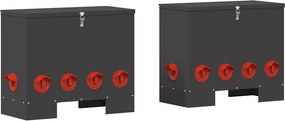 vidaXL Csirke etető 2 pcs Fekete 60,5 x 29 x 51 cm