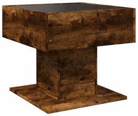 füstös tölgy szerelt fa dohányzóasztal LED-del 50 x 50 x 45 cm