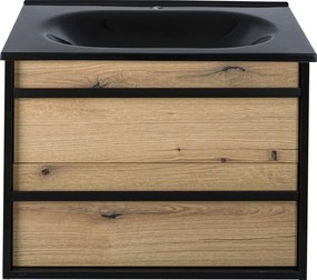 Piramida EURIDIKA OLIVA-FEKETE - fali fürdőszobabútor fekete mosdóval - 75 x 53 x 48 cm