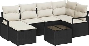 vidaXL Kanapé Szett 7 pcs Fekete polirattan