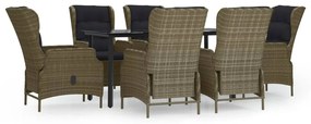vidaXL 7 részes barna polyrattan kerti étkezőgarnitúra