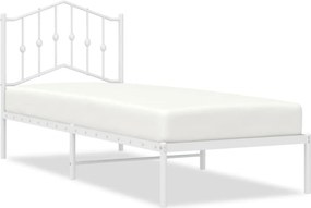 vidaXL fehér fém ágykeret fejtámlával 90x190 cm
