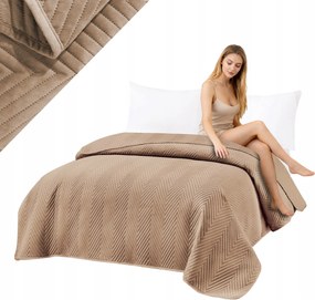 Ágytakaró 200x220 Velúr Bézs Steppelt Halszálka Több színben