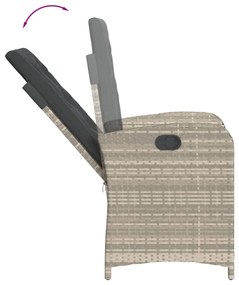3részes világosszürke polyrattan kerti étkezőgarnitúra párnával