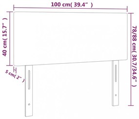 sötétszürke bársony LED-es fejtámla 100x5x78/88 cm