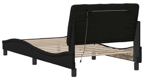 fekete szövet ágykeret LED-ekkel matrac nélkül 100x200 cm