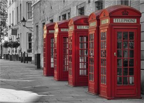 Üveg kép - Londoni telefonfülkék (70x50 cm)