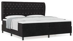 Boxspring Ágy Matrac Kárpit Fekete 200x200 cm