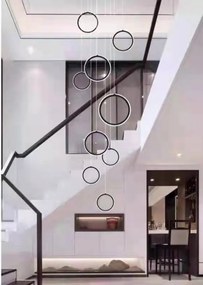 10 Gyűrűs Led Függőlámpa Ø20CM Fekete Távirányító 3000K-4000K-6500K