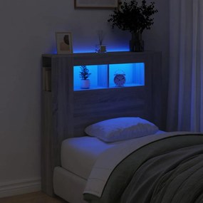 szürke sonoma szerelt fa LED-es fejtámla 100x18,5x103,5 cm