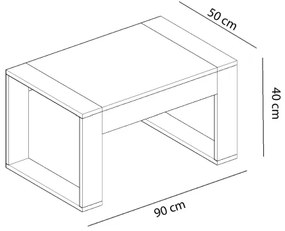 RETRO dohányzóasztal 40x90 cm fehér/beige