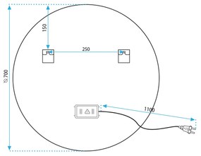 Tutumi Rea, kerek LED tükör 70cm HZJ070 P10404, HOM-02827