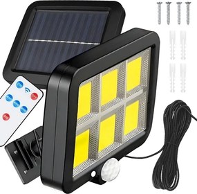 LED-es napelemes lámpa alkonyati mozgásérzékelővel Kültéri kerti Távirányító