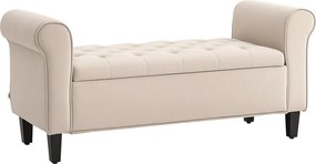 HOMCOM Kárpitozott pad, ágypad, gombbal tűzött, bársonyhatású, 126 cm x 48,5 x 57 cm, bézs