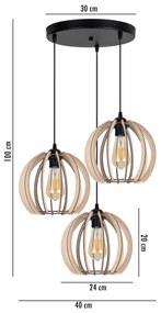 Csillár zsinóron DORO 3xE27/60W/230V