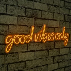 Műanyag LED-es fali dekoráció, Good Vibes Only - Sárga