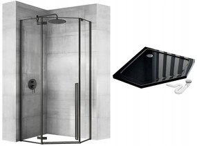 Rea Diamond, zuhanykabin 90x90x200 cm + fekete zuhanytálca, KPL-15622