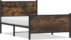 vidaXL füstös tölgy színű fém ágykeret matrac nélkül 100 x 190 cm
