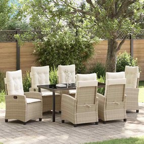 vidaXL Kert étkező szett párnával 7 pcs Bézs polirattan
