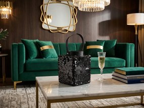 Lámpás flitterekkel LOFTY GLAM 27 cm, fekete