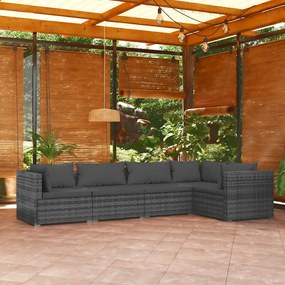 5 részes szürke polyrattan kerti ülőgarnitúra párnákkal