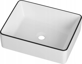 Mosdókagyló Téglalap Alakú Fehér Kerámia Fürdőszobai Fekete Rant Lana