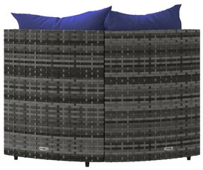 2 db szürke polyrattan kerti sarokkanapé párnával
