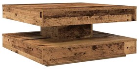 antik fa dohányzóasztal 360 fokban forgatható 70x70x34,5 cm