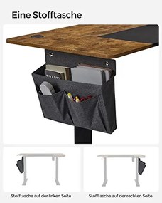 Elektromosan állítható íróasztal komplett, rusztikus barna 140x60x72-120cm