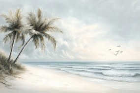 Fotótapéta Flizelina Tájkép Tenger Óceán Hullámok Tengerpart Pálmafák 208x146 ragasztó