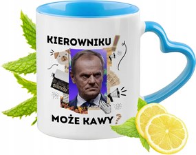 Donald Tusk Kék Bögre Szív Alakú Füllel Ajándék